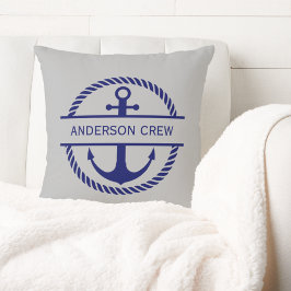 Nautical Rope & Anchor Monogram Crew Kudde