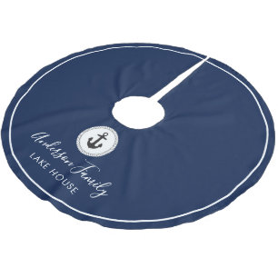 Nautical Rope Anchor Mörk blått Family Sjö House Julgransmatta Borstad Polyester