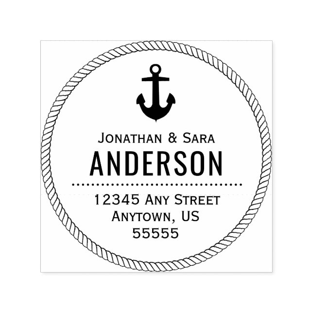 Nautical Rope and Anchor Returadress Självfärgande Stämpel (Design)
