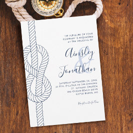 Nautical Rope Knot Modern Script Bröllop Inbjudningar