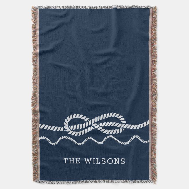 Nautical Rope Knot Personalized Throw Blanket Filt (Framsidan Vertikal)