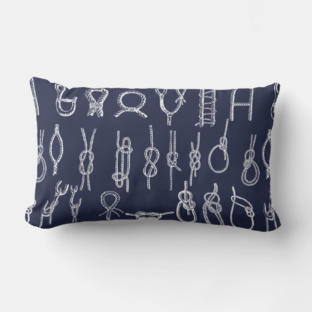 Nautical Rope Knowledge Navy Blue & Family Namn Lumbarkudde (Framsida)