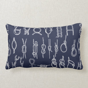 Nautical Rope Knowledge Navy Blue & Family Namn Lumbarkudde