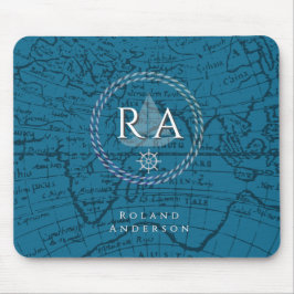 Nautical Rope Monogram Map Blue Musmatta