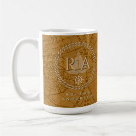 Nautical Rope Monogram Map Brown Kaffemugg