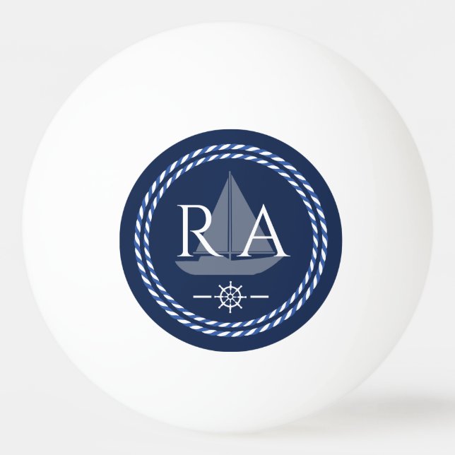 Nautical Rope Monogram Navy Pingisboll (Framsidan)