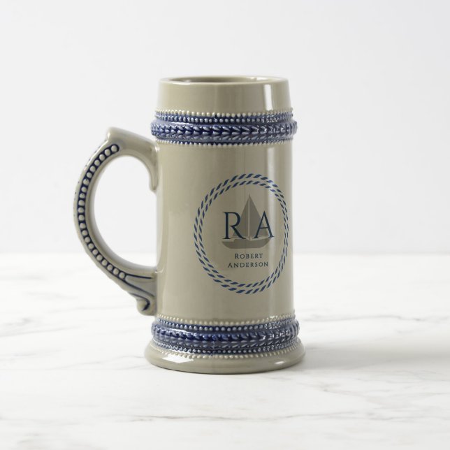 Nautical Rope Monogram Navy Sejdel (Vänster)