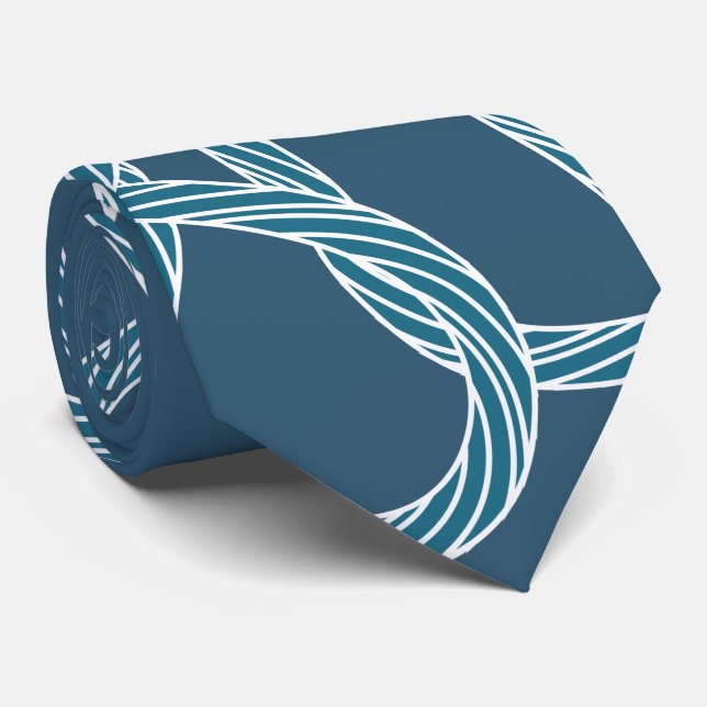 Nautical Rope Mönster Monogram marinblå marinblå m Slips (Rullad)