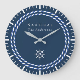Nautical Rope Navy Stor Klocka