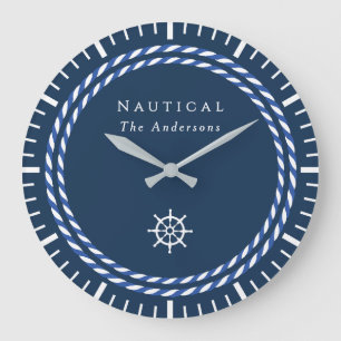 Nautical Rope Navy Stor Klocka