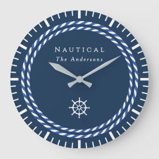 Nautical Rope Navy Stor Klocka