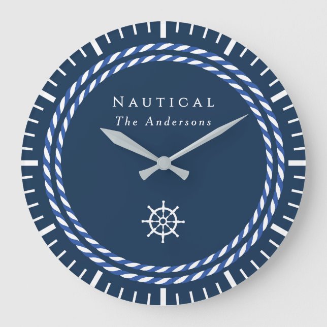 Nautical Rope Navy Stor Klocka (Framsida)