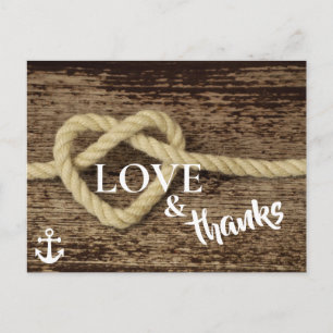 Nautical Rope och Anchor KÄRLEK och tack Vykort