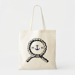 Nautical Rope och Navy Blue Anchor Monogrammed Tygkasse