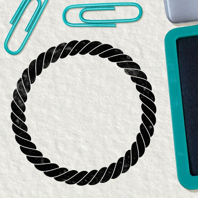 Nautical Rope Tick Twist Tecknad Circle Ram Stämpel (In Situ)