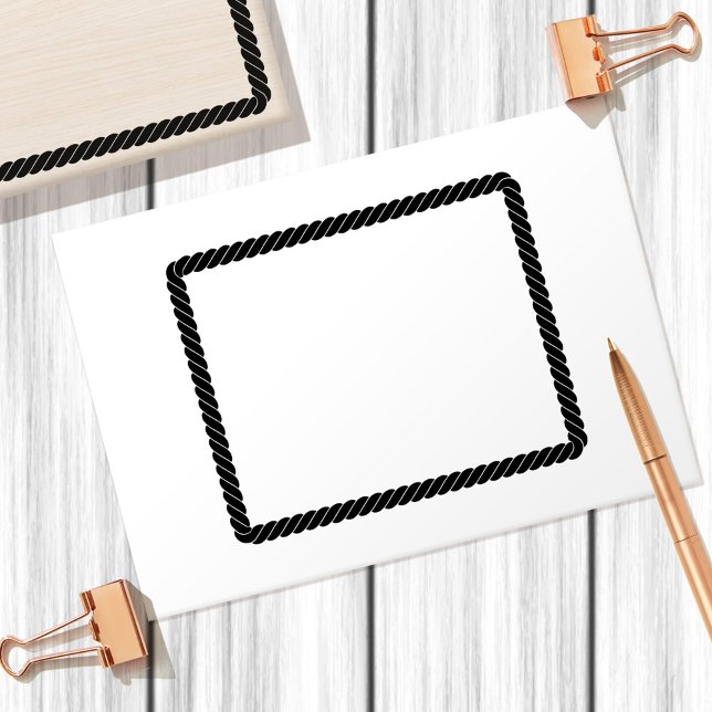Nautical Rope Twist Tecknad Rectangular Ram Stämpel (Stamp used on an envelope)