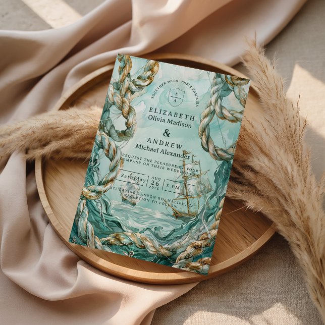 Nautical Rope Voyage Wedding Inbjudningar (Skapare uppladdad)