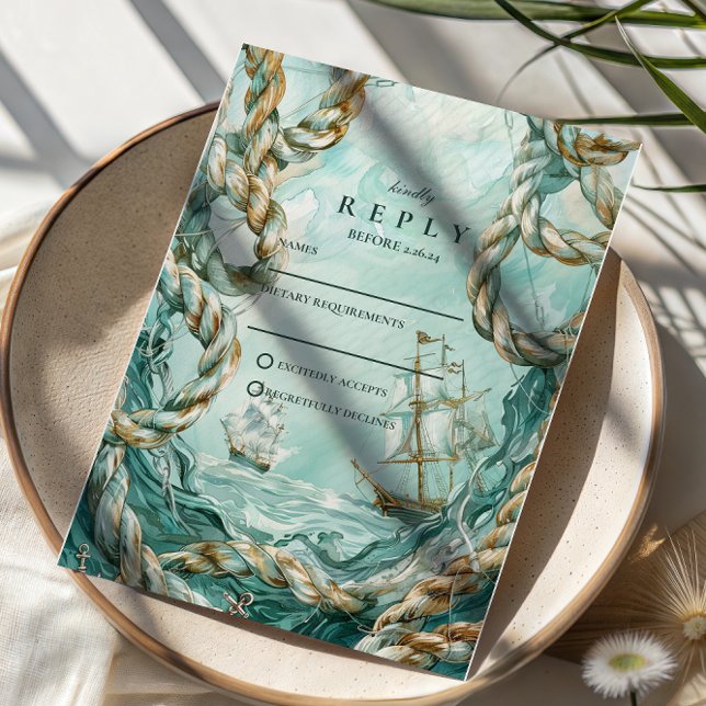 Nautical Rope Voyage Wedding OSA Kort (Skapare uppladdad)