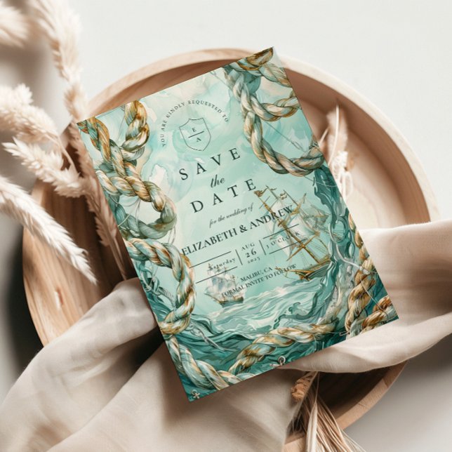 Nautical Rope Voyage Wedding Spara Datumet (Skapare uppladdad)