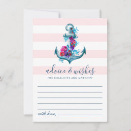 Nautical Rosa Rand Watercolor Anchor Bröllop Rådkort