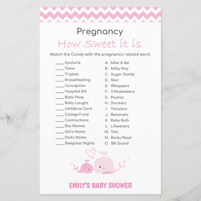 Nautical Rosa Whale Baby Shower Game PRINTED (Framsida)