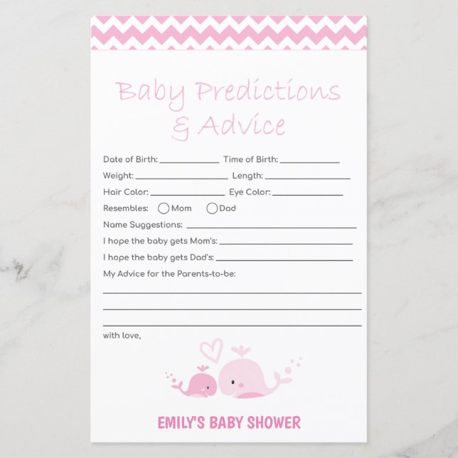 Nautical Rosa Whale Baby Shower Game PRINTED (Framsida)