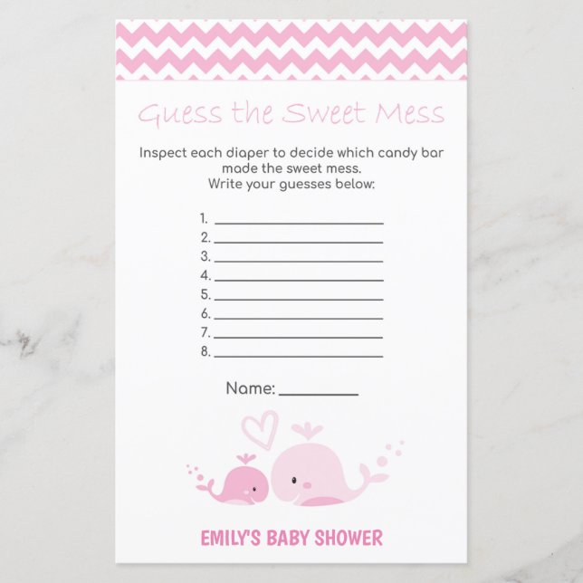 Nautical Rosa Whale Baby Shower Game PRINTED (Framsida)