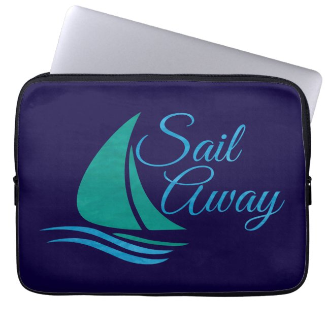 Nautical Sail Away Laptop Sleeve (Framsidan)