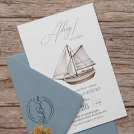 Nautical Sailboat Baby Shower Ahoy Boy's Inbjudningar