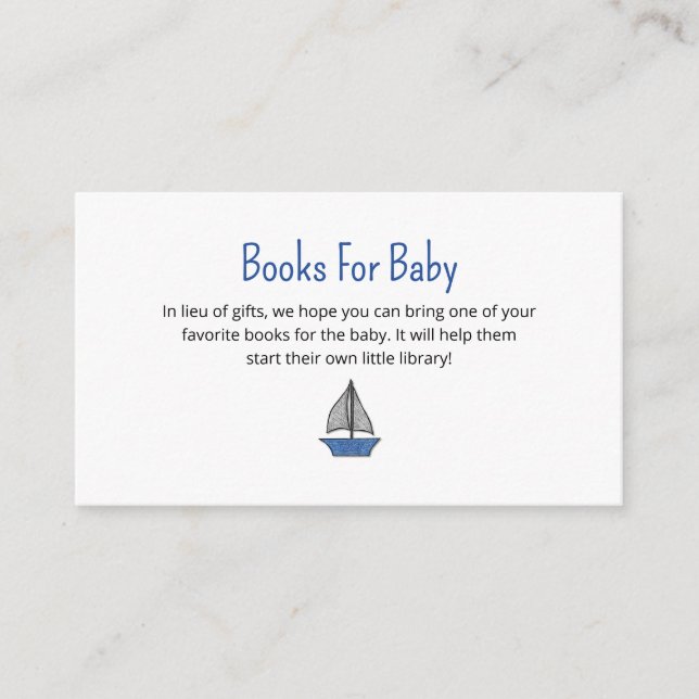 Nautical Sailboat Books Request Baby Shower Tilläggskort (Framsida)