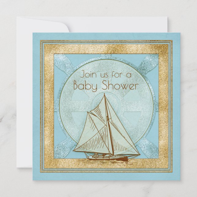 Nautical Sailboat Boy Baby Shower-inbjudan Inbjudningar (Framsida)