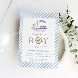 Nautical Sailboat Boy Baby Shower-inbjudan Inbjudningar