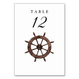 Nautical Sailboat Frakt Wheel Bröllop Bordsnummer