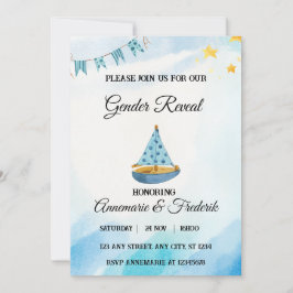 Nautical Sailboat Gender Reveal Inbjudningar
