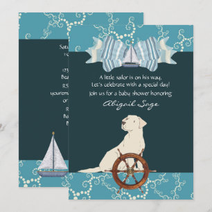 Nautical Sailboat Labrador Hund Baby Shower Inbjudningar