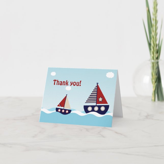Nautical Sailboat Pojke Baby Shower Tack (Framsida)