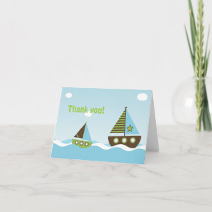Nautical Sailboat Pojke Baby Shower Tack Kort