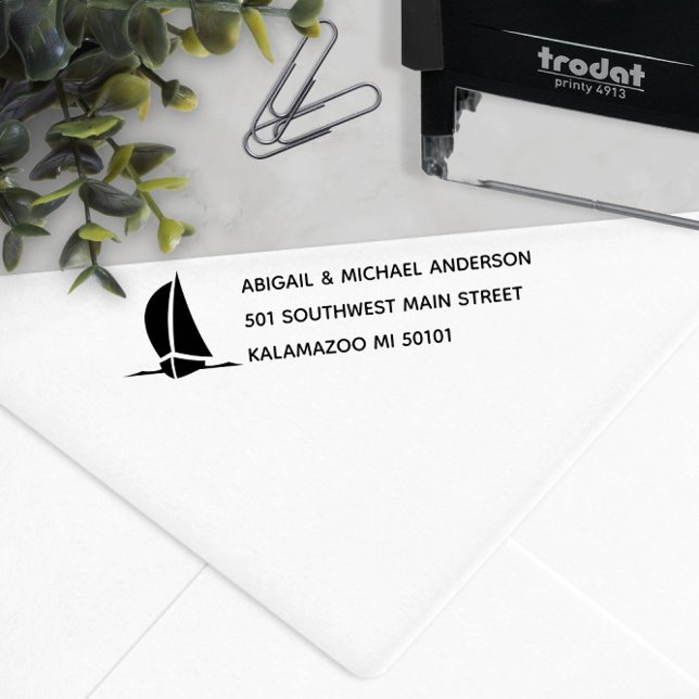 ⛵ Nautical Sailboat-Returadress Självfärgande Stämpel (⛵ Nautical Sailboat Return Address Self-inking Stamp
)