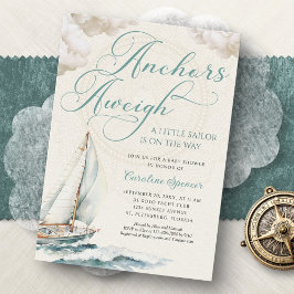 Nautical Sailing Anchor Aweigh Baby Shower Inbjudningar