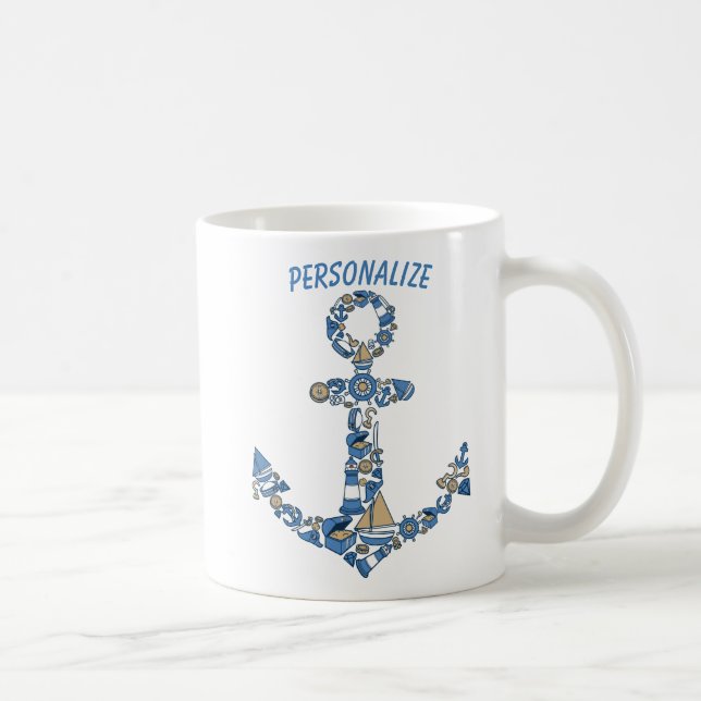 Nautical Sailing Boat Anchor Unusual Lighthouse Kaffemugg (Höger)