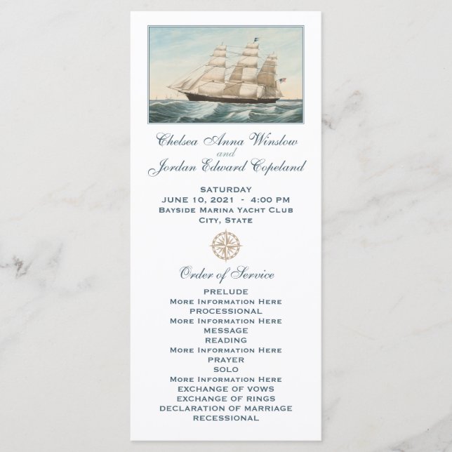 Nautical Sailing Clipper-Frakt | BRÖLLOPSPROGRAM Program (Framsida)