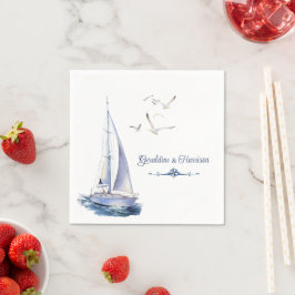 Nautical Sailing Yacht Bröllop Pappersservett