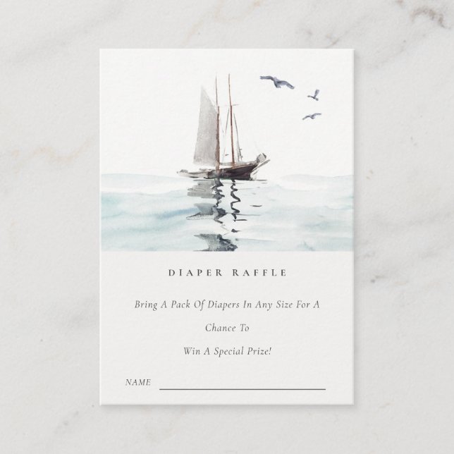 Nautical Sailing Yacht Diaper Raffle Baby Shower Tilläggskort (Framsida)