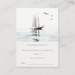 Nautical Sailing Yacht Diaper Raffle Baby Shower Tilläggskort