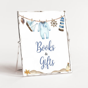 Nautical Sailor Ahoy Baby Shower Bokar och present Poster