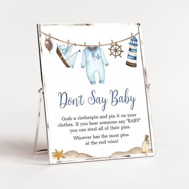 Nautical Sailor Ahoy Baby Shower Säg inte Baby Poster (Nautical Ahoy Baby Shower Don't Say Baby Sign
)