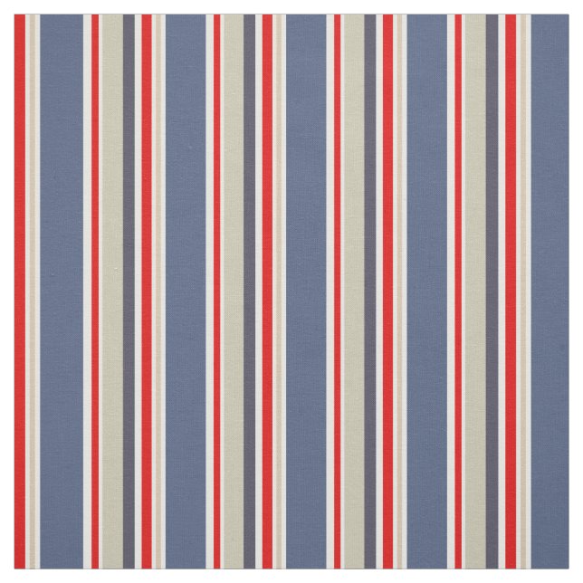Nautical Sailor Rand Rött vitt blått Grått Beige Tyg (Provkarta)
