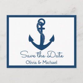 Nautical Save the Date Marin Ankare Förlovning Vykort