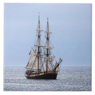Nautical Schooner Blå himmel Kakelplatta