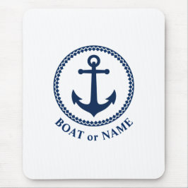 Nautical Sea Anchor Your Boat eller Namn Navy Blue Musmatta